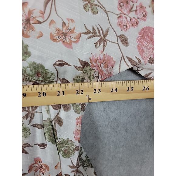 Cato White Floral 3/4 Sleeve Tie Neck Babydoll Rayon Blouse Women's Plus 18 20W - Picture 9 of 12